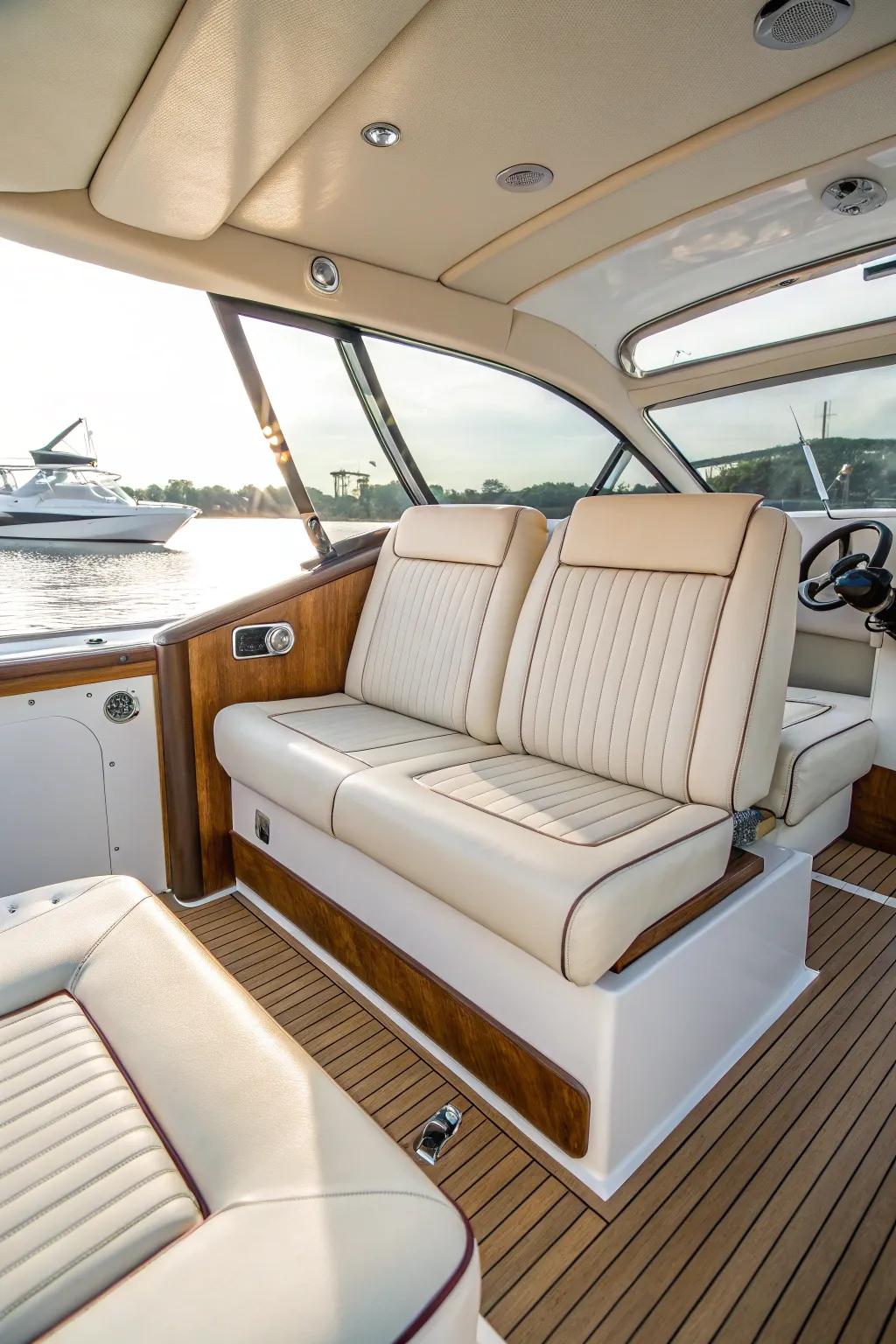 Durable upholstery materials ensure your boat withstands the elements beautifully.