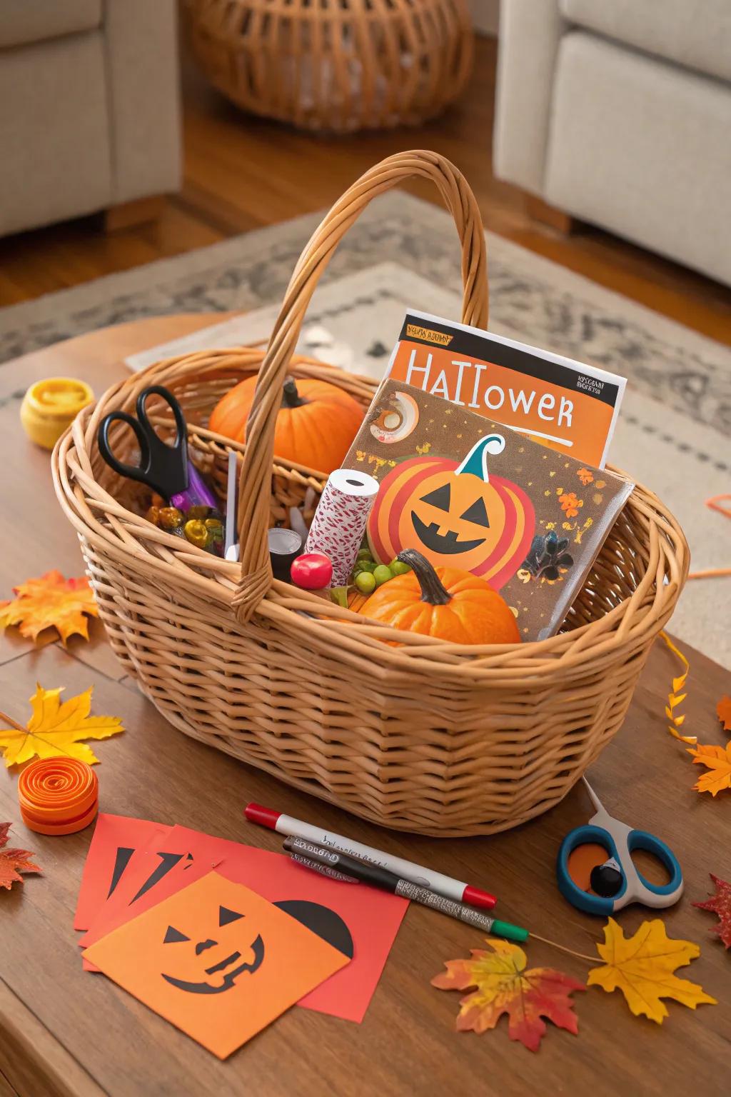 Get artistic with a DIY Halloween crafting set in your boo basket.