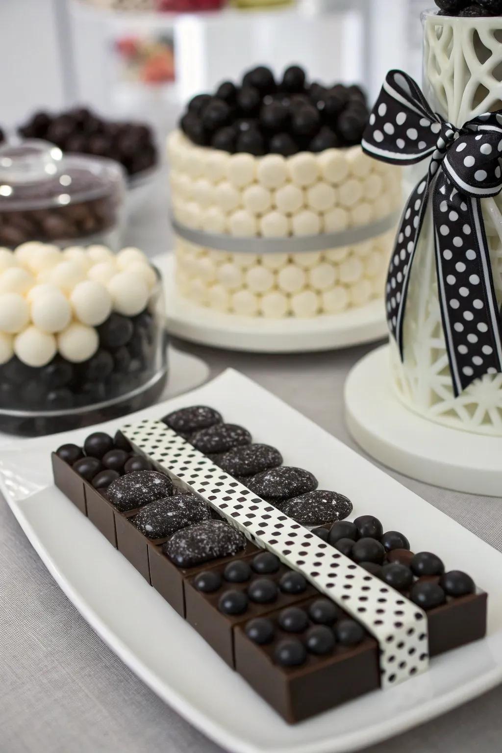 A monochrome candy bar that exudes sophistication and style.