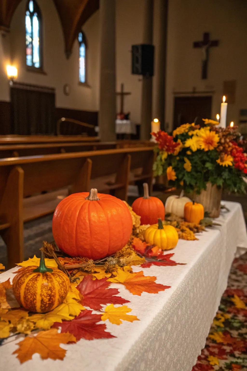 Seasonal themes impart a celebratory mood to church tables.