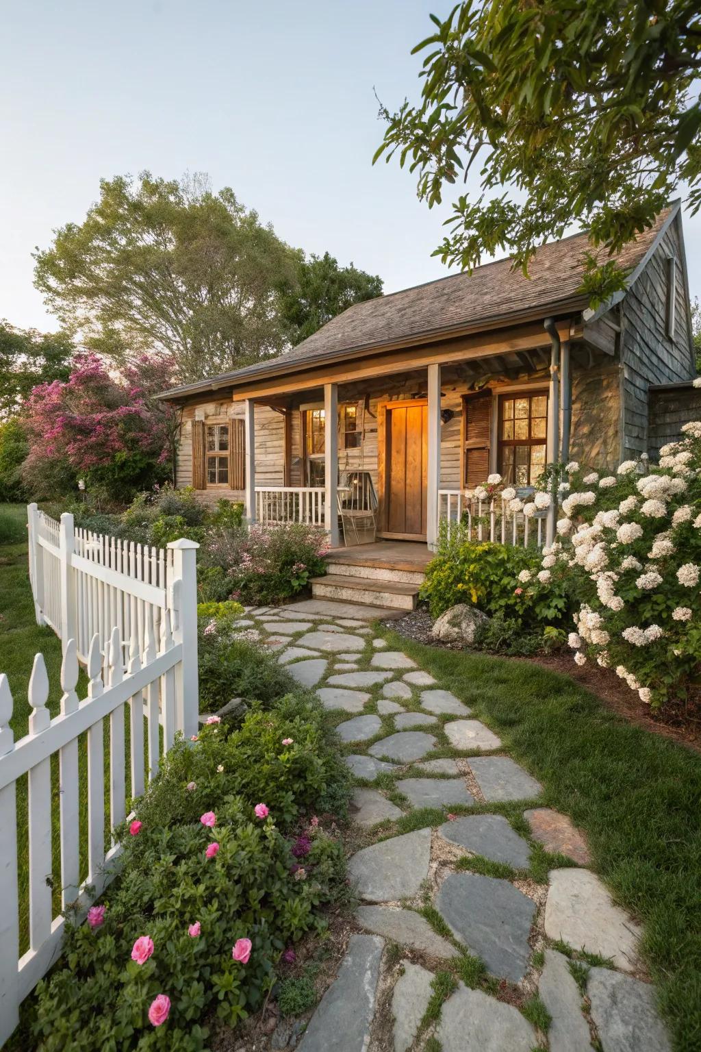 Native materials accentuate the rustic charm of a cottage.
