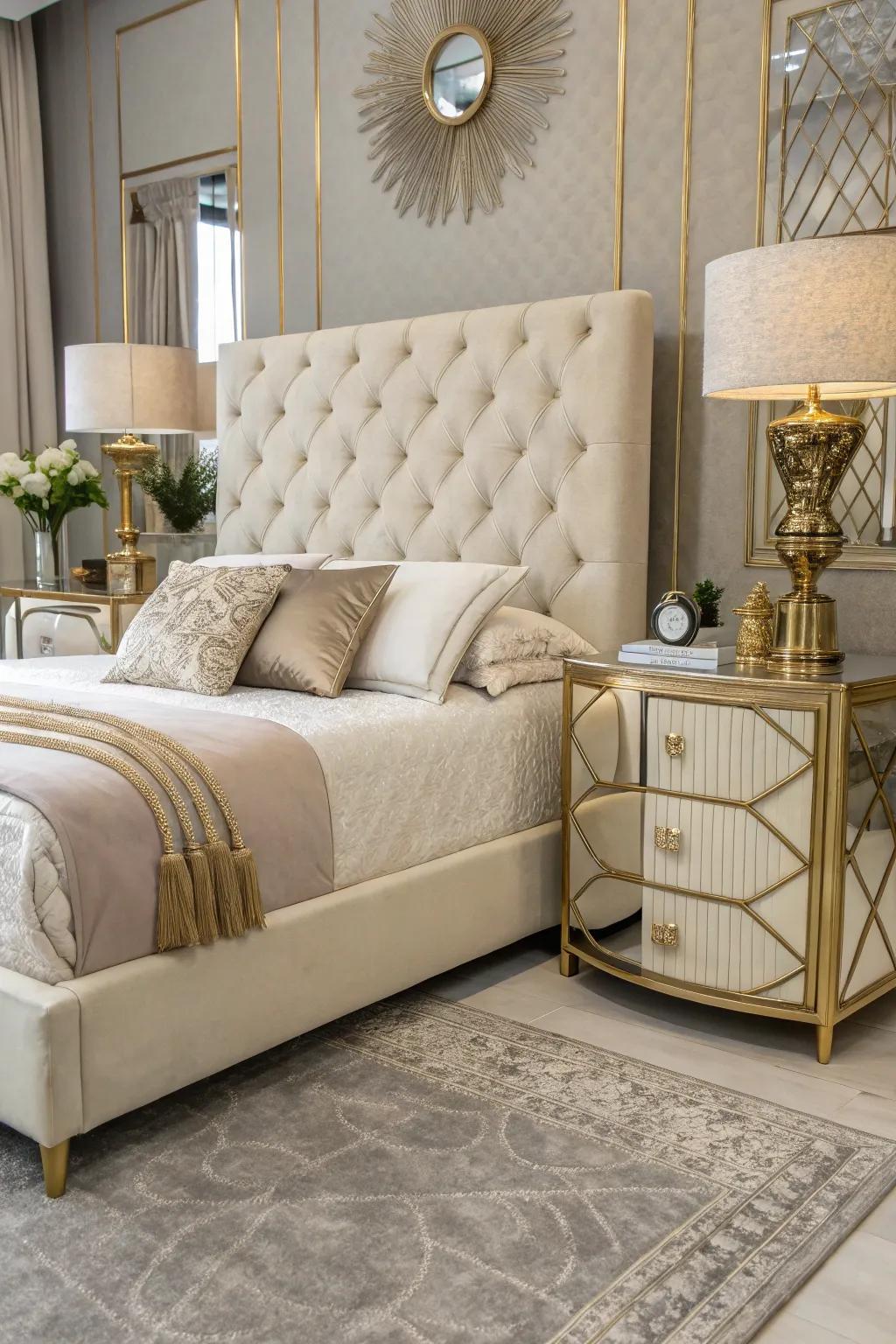 Elegant furniture choices set the tone for a sophisticated bedroom.