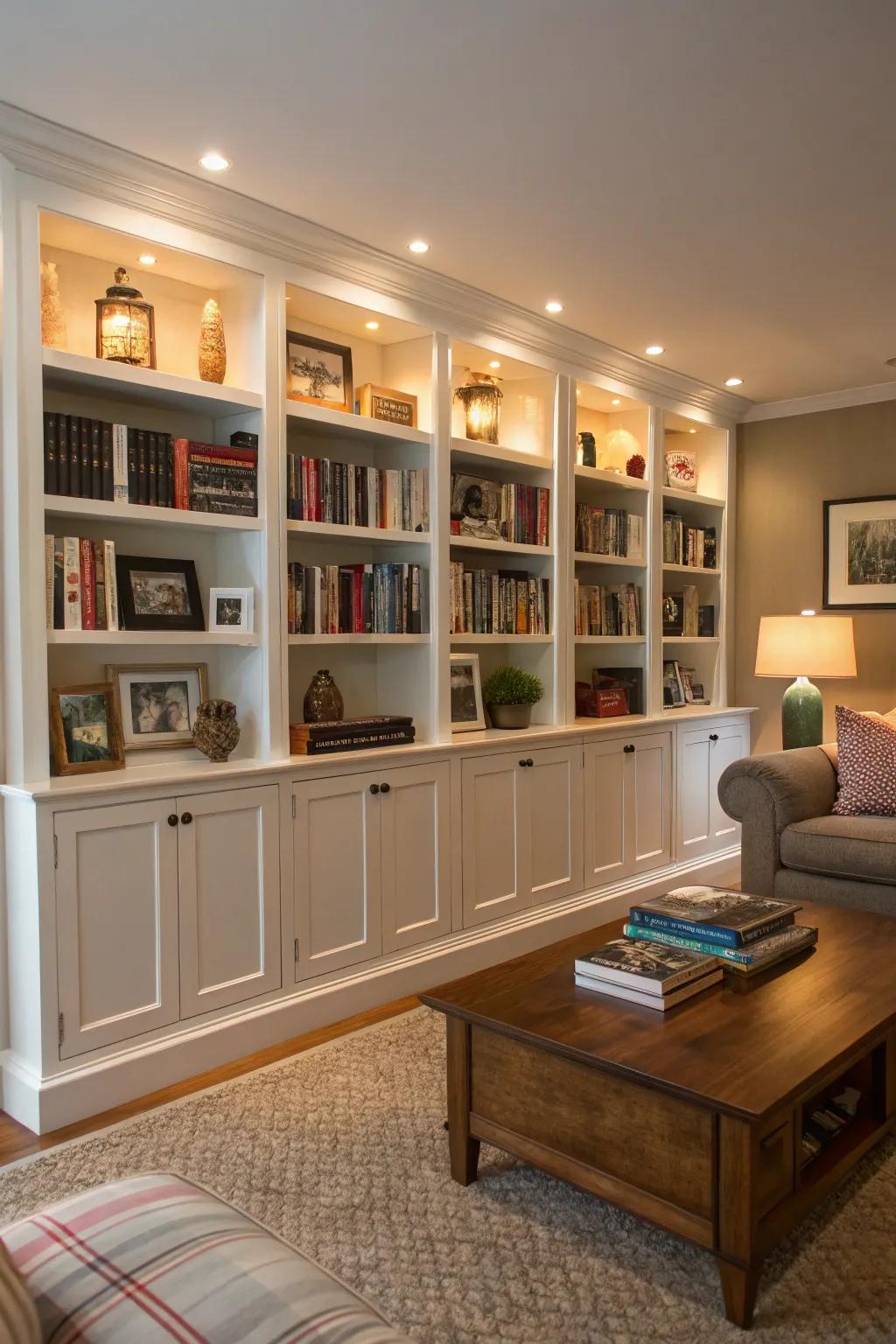 Built-in bookshelves offer a smooth and stylish way to store your favorite books.
