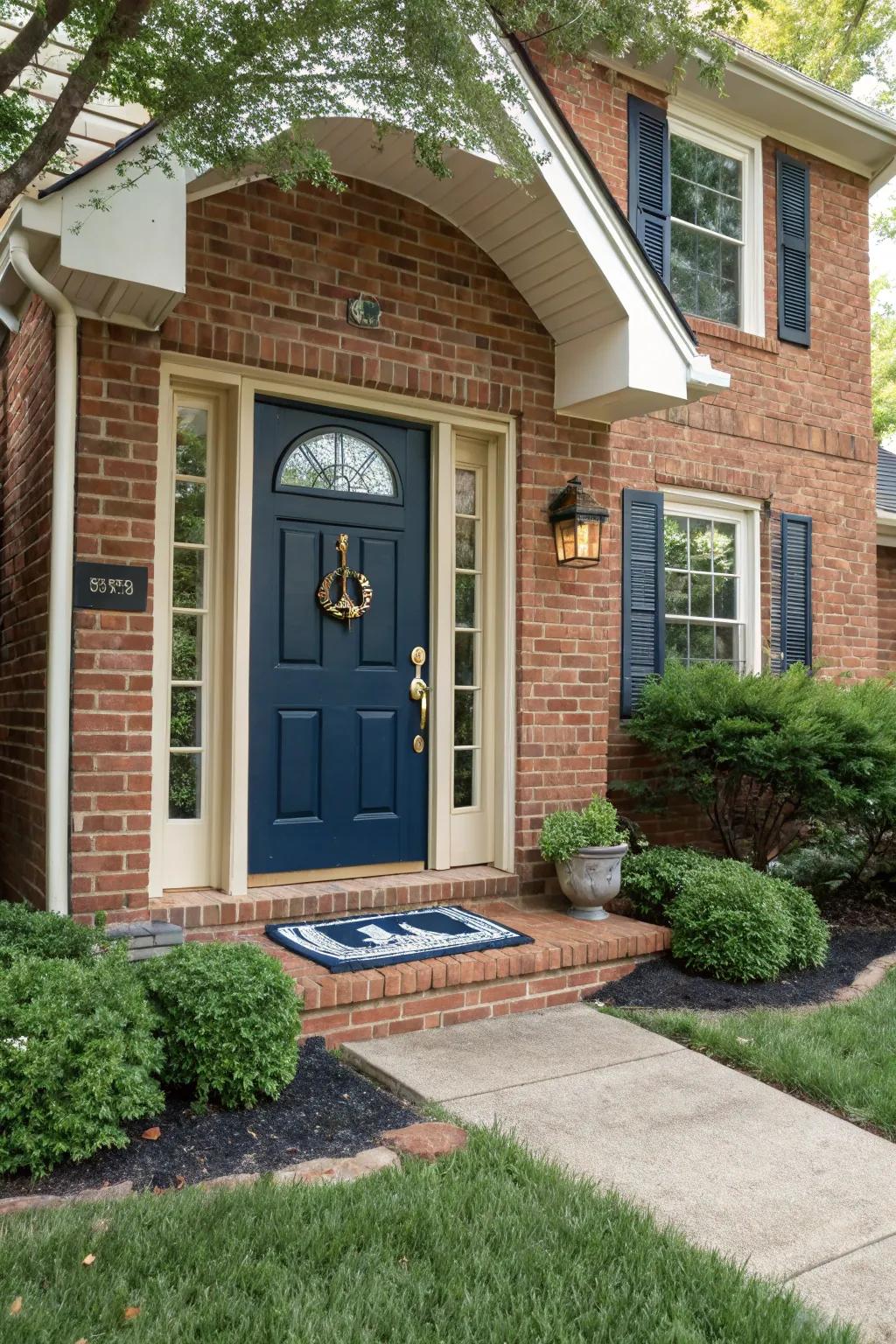 Serene elegance with a navy blue door.