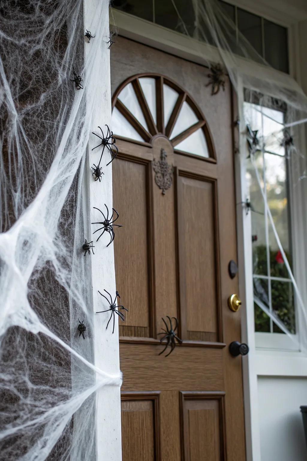 A creepy webbed entrance perfect for Halloween.