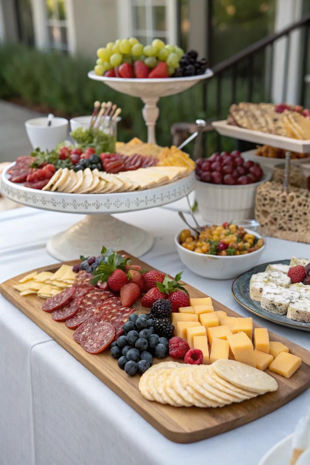 A buffet arrangement that’s both beautiful and functional, perfect for brunch gatherings.