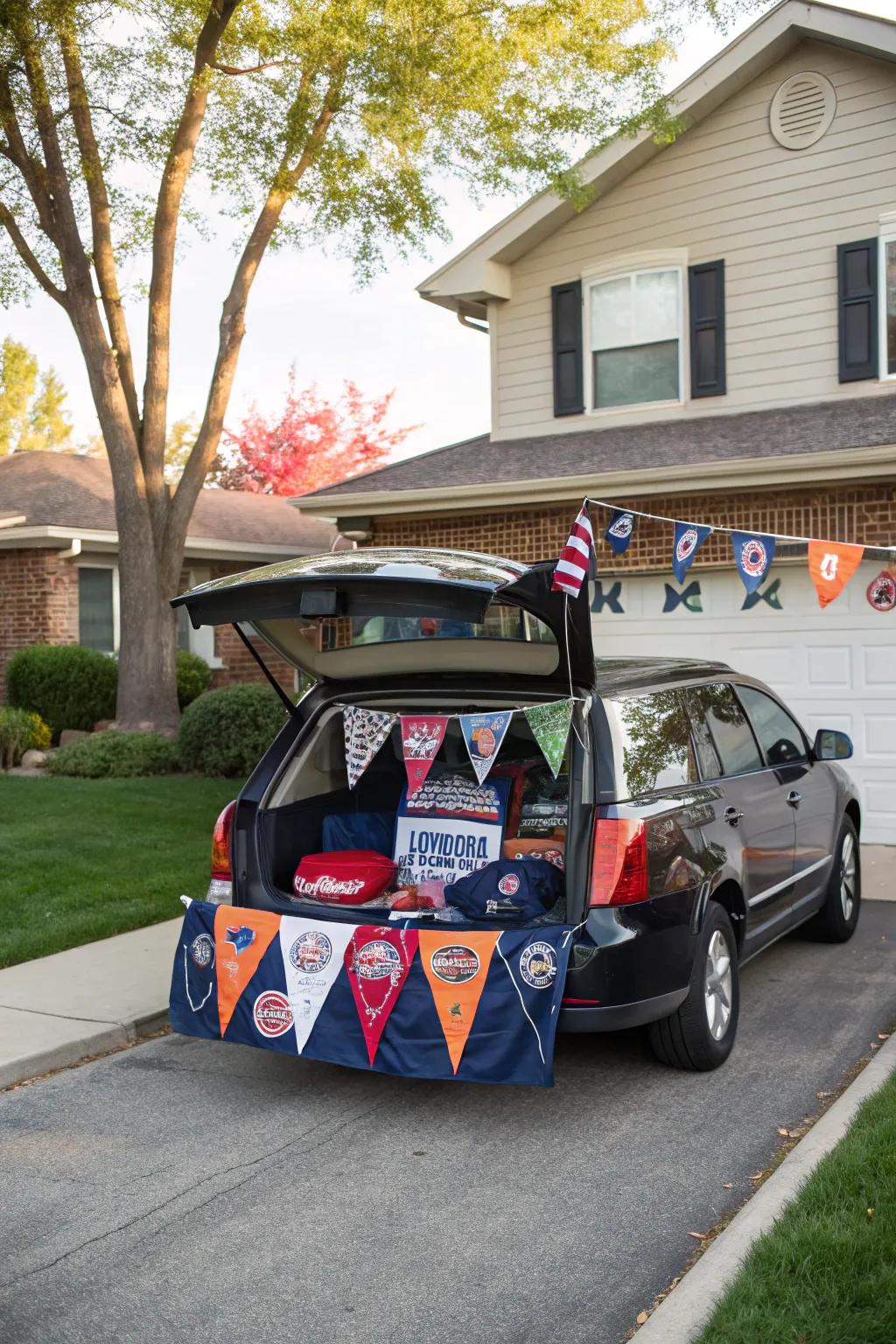 Show your team pride with bright banners and flags.