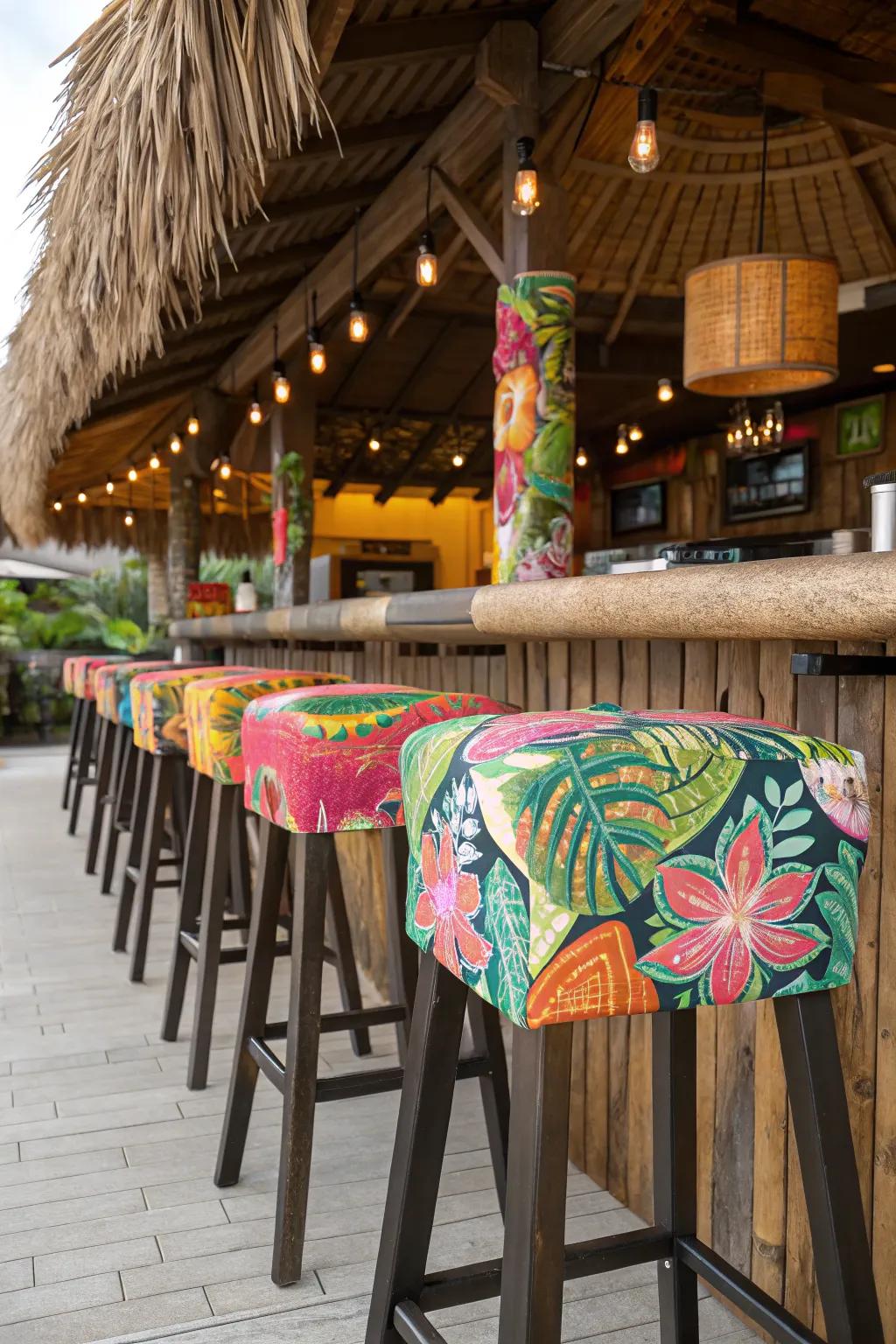 Add a splash of color with vibrant bar stools.