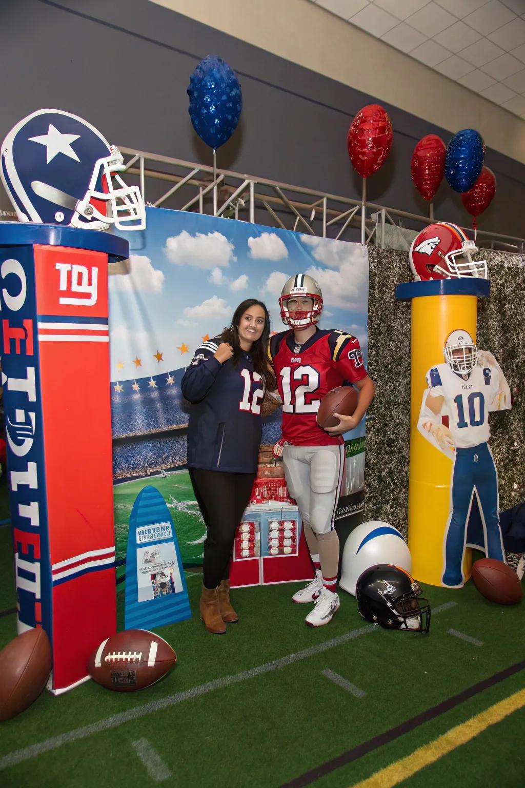 Capture the fun with a football photo booth.