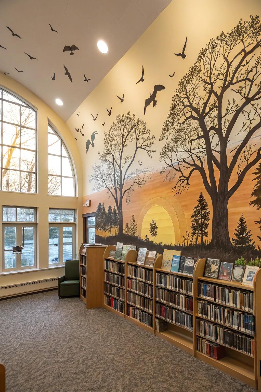 A nature-inspired mural can bring a sense of calm and tranquility to your space.