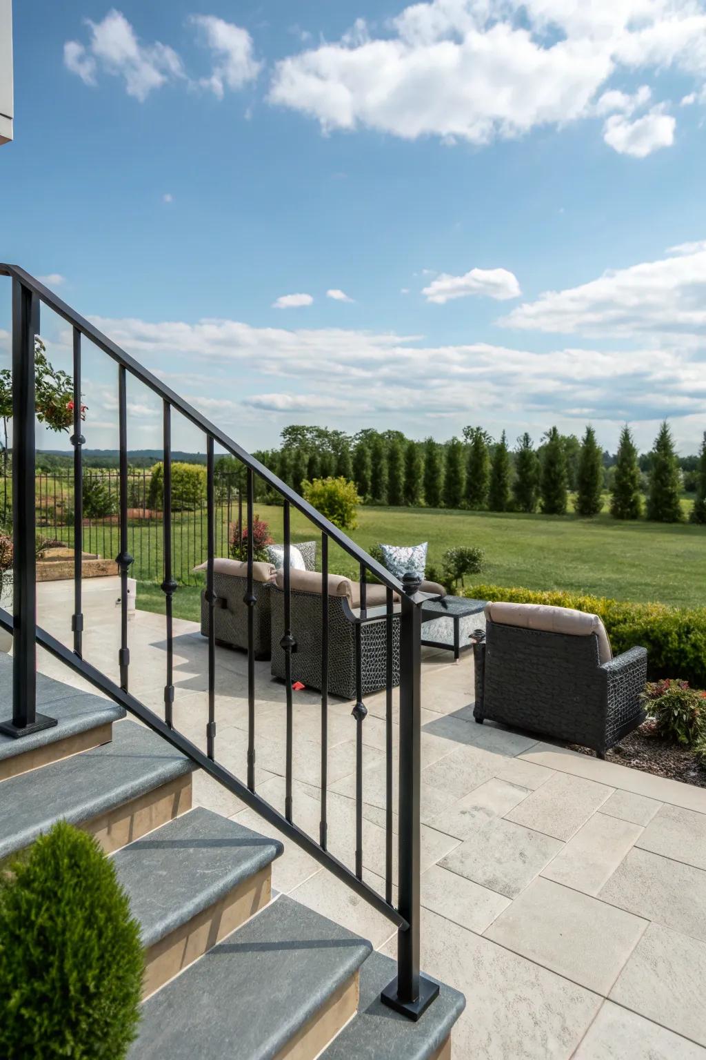 Extend your personal style to the outdoors using metal railings.