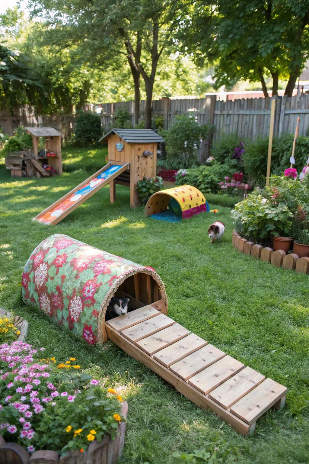 Interactive play structures provide endless fun for active pets.