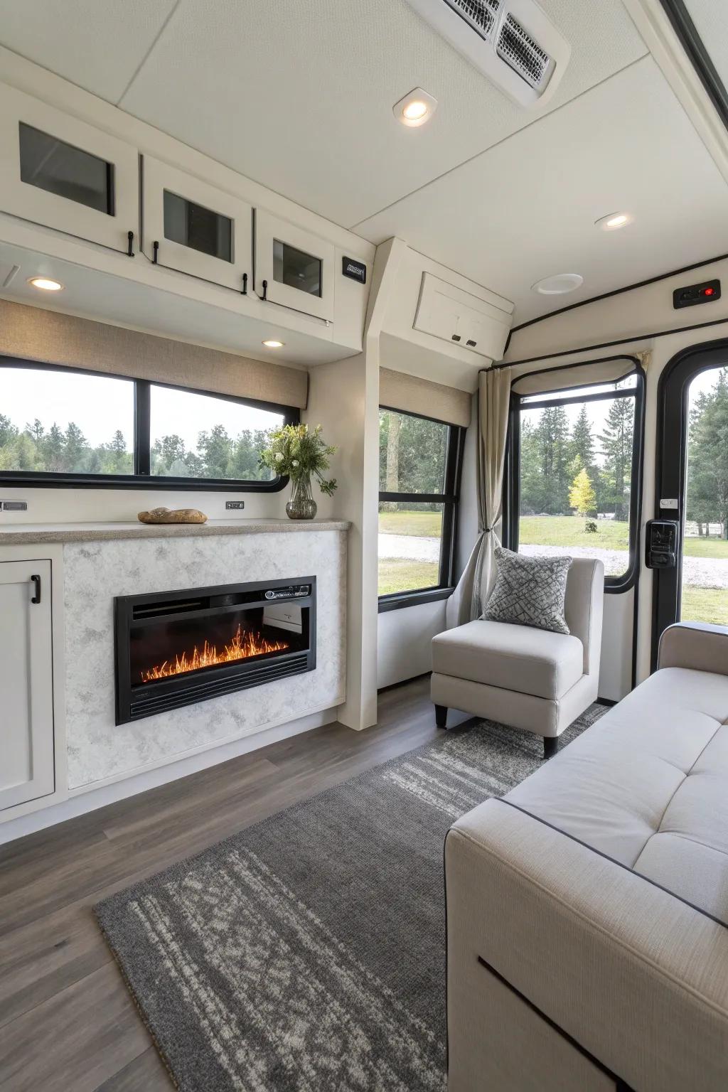 Embrace simplicity via a contemporary minimalist fireplace.