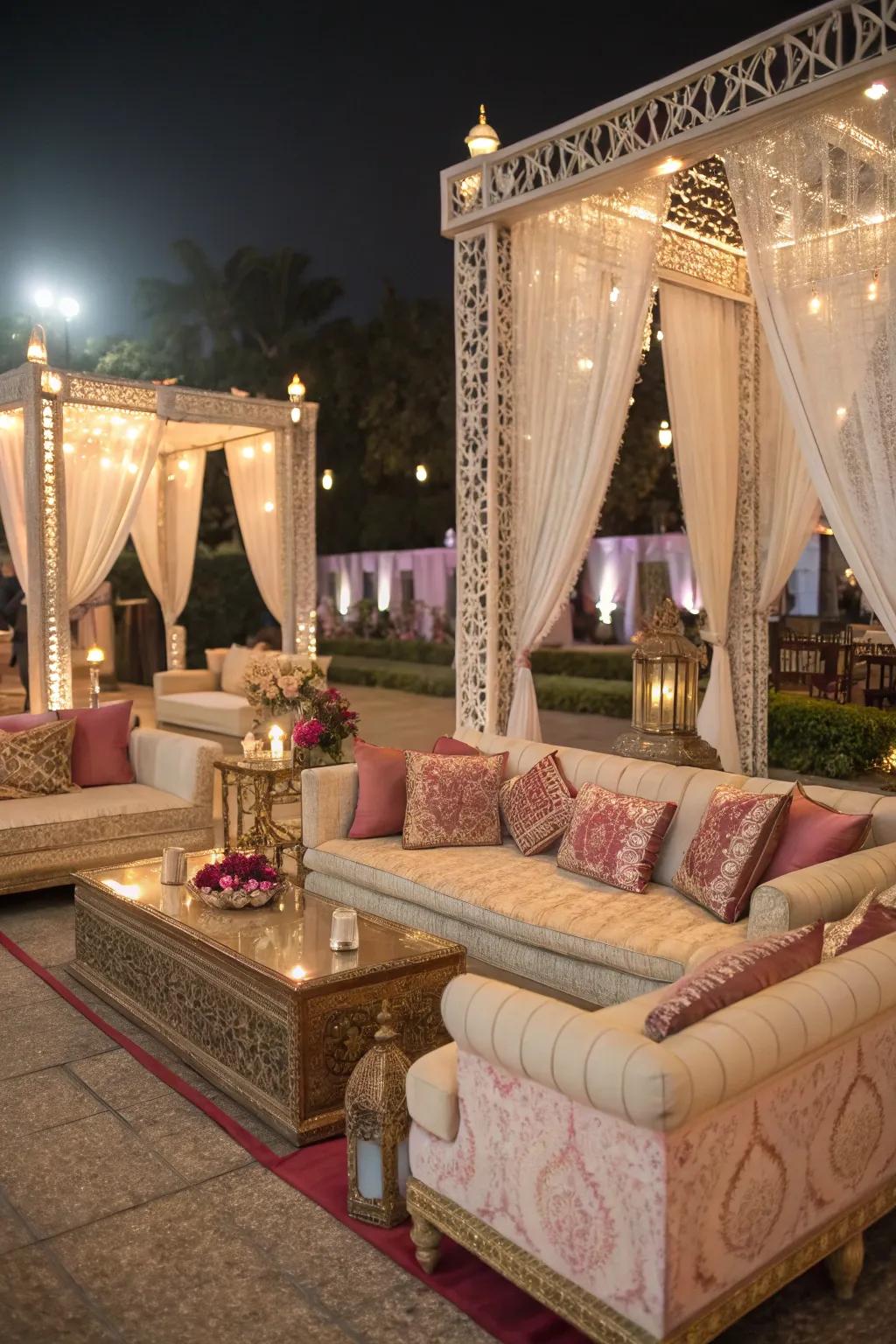 Elegant couches provide regal seating.