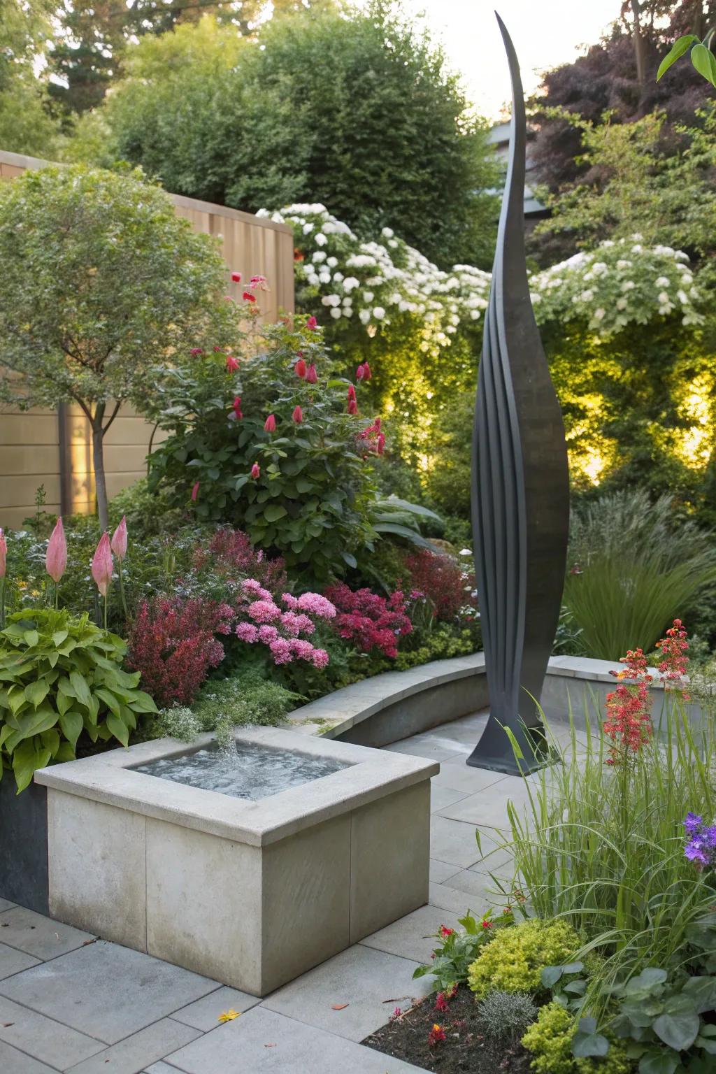 Sculptures add an artistic flair to any garden space.