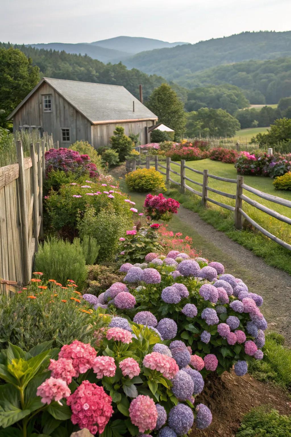 Colorful flower beds bursting with life and color.