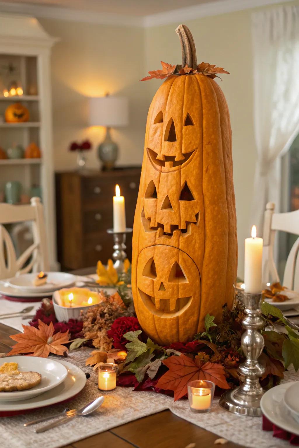 Present various expressions on a single pumpkin for a full circle of mischievous enjoyment.
