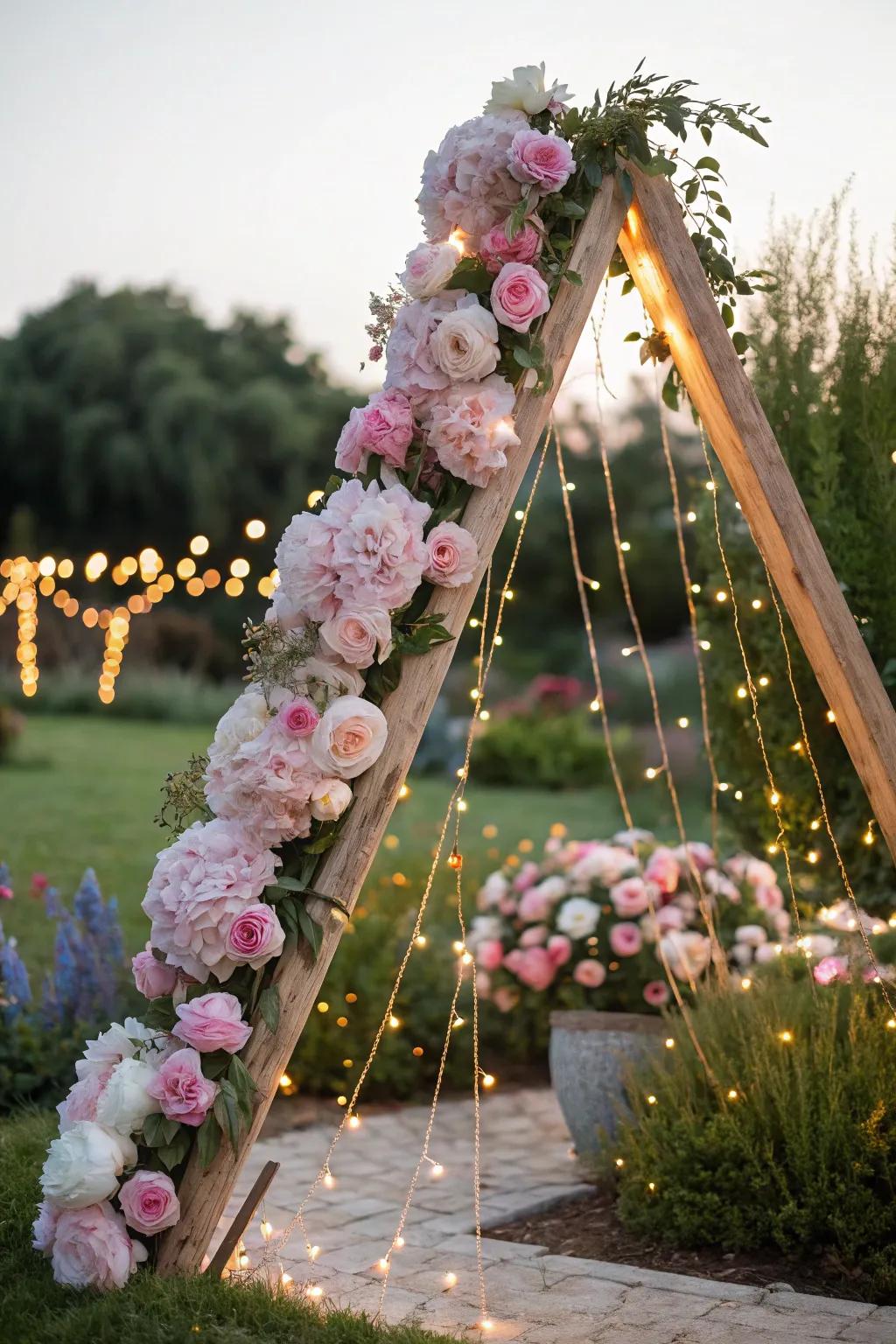 A romantic triangle arch that's perfect for garden weddings or events.