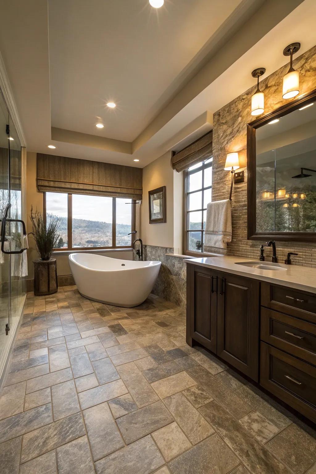 Stone-inspired vinyl introduces refinement to everyday areas.