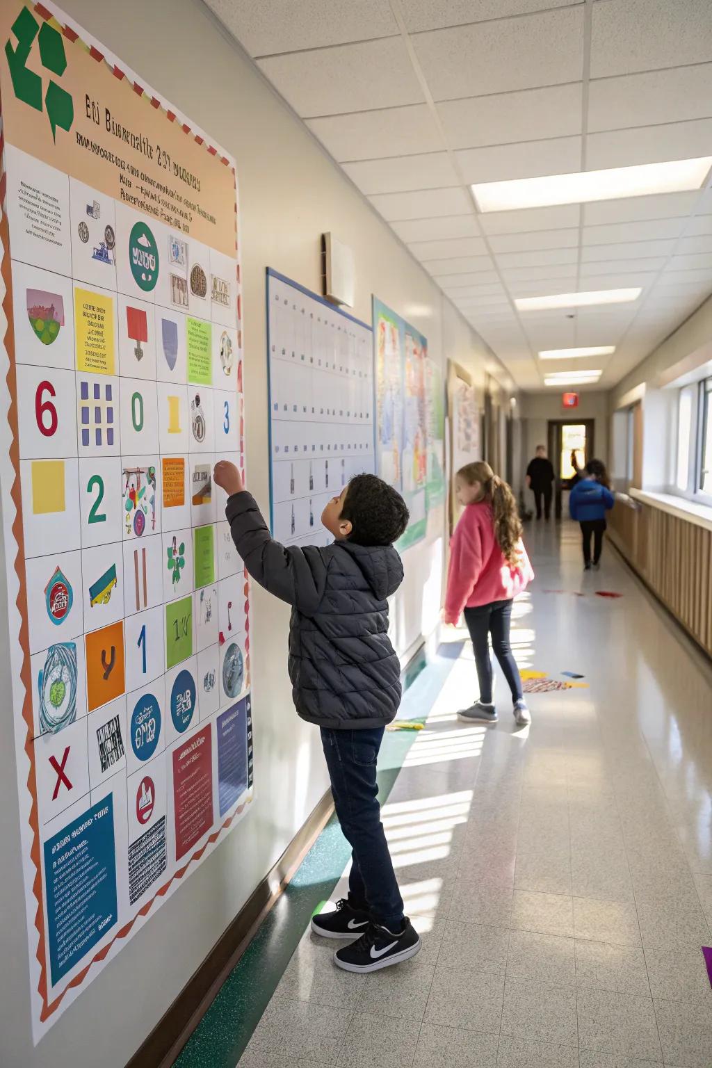 An interactive educational wall that invites students to engage and learn.