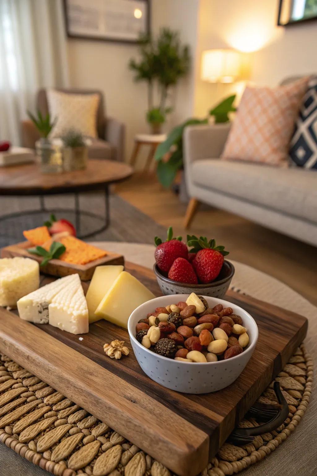 Nuts provide a satisfying crunch on the wine platter.