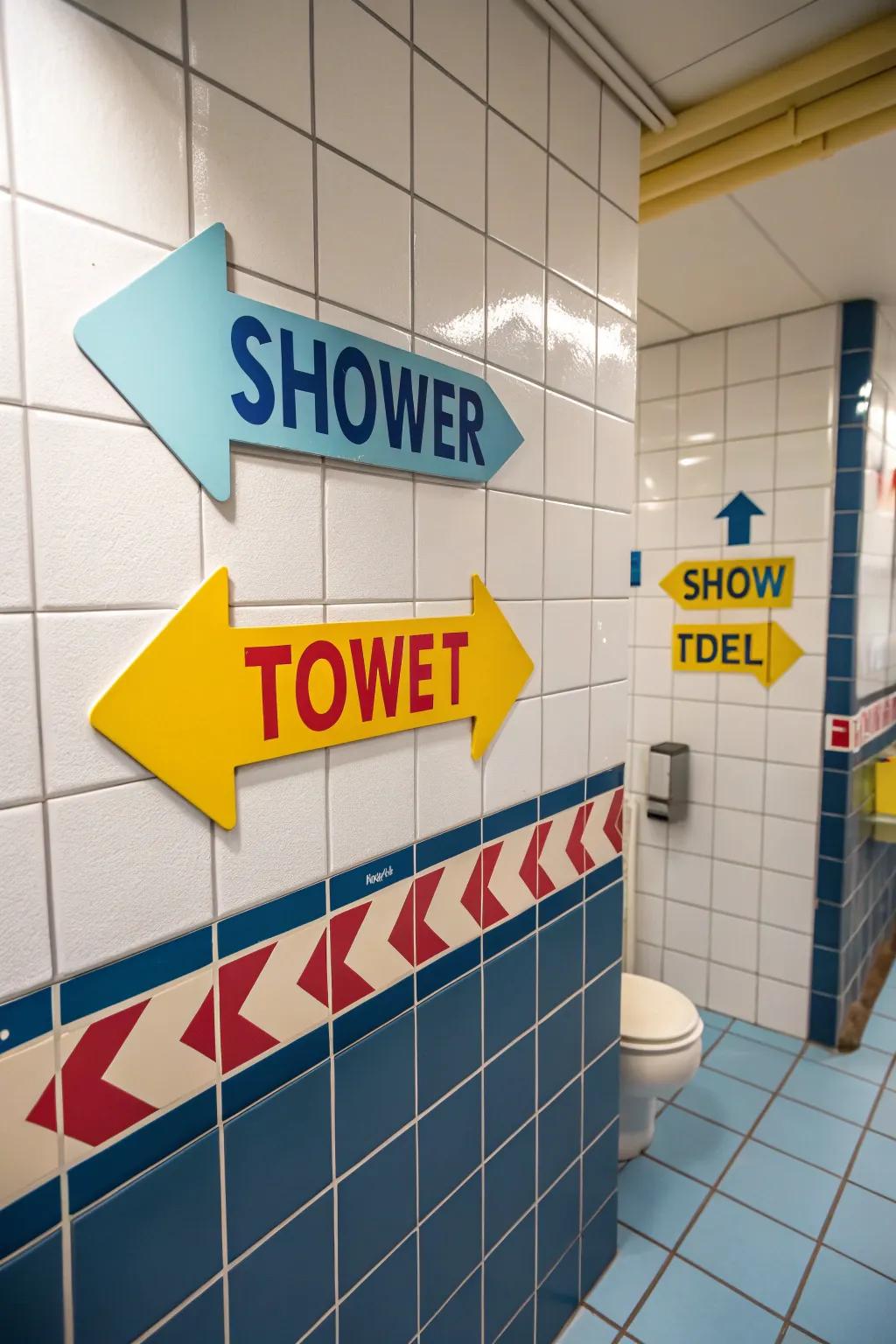 Make finding things fun with directional signs that are playful.