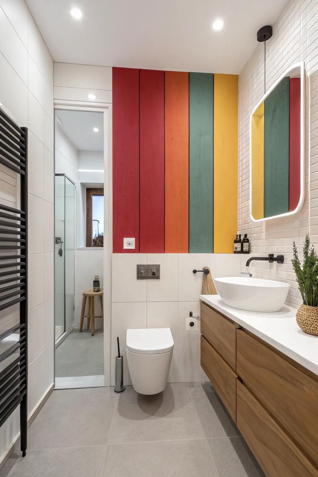 Bold accent wall paneling makes a statement.