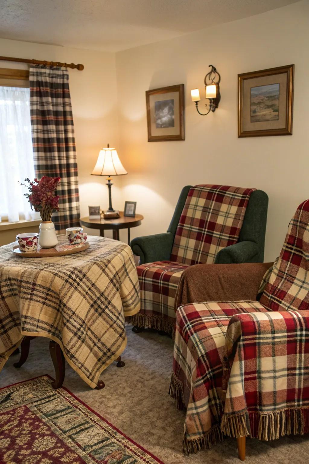 Add a touch of tradition to your home with timeless plaid patterns.