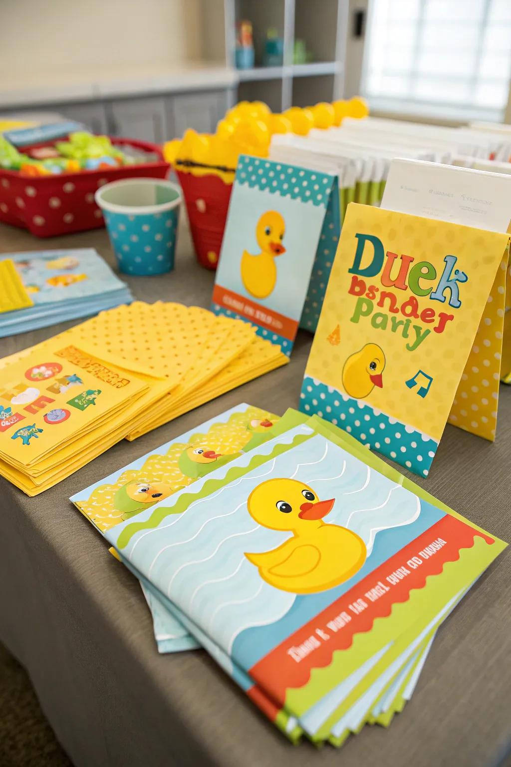 Charming duck-themed party invites.