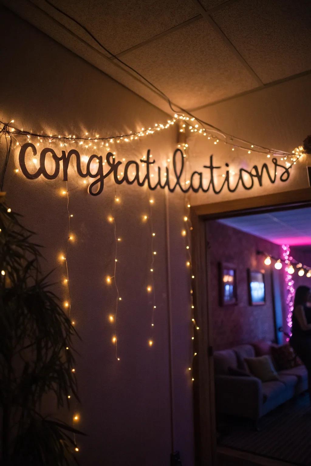 String lights create a magical ambiance for evening events.