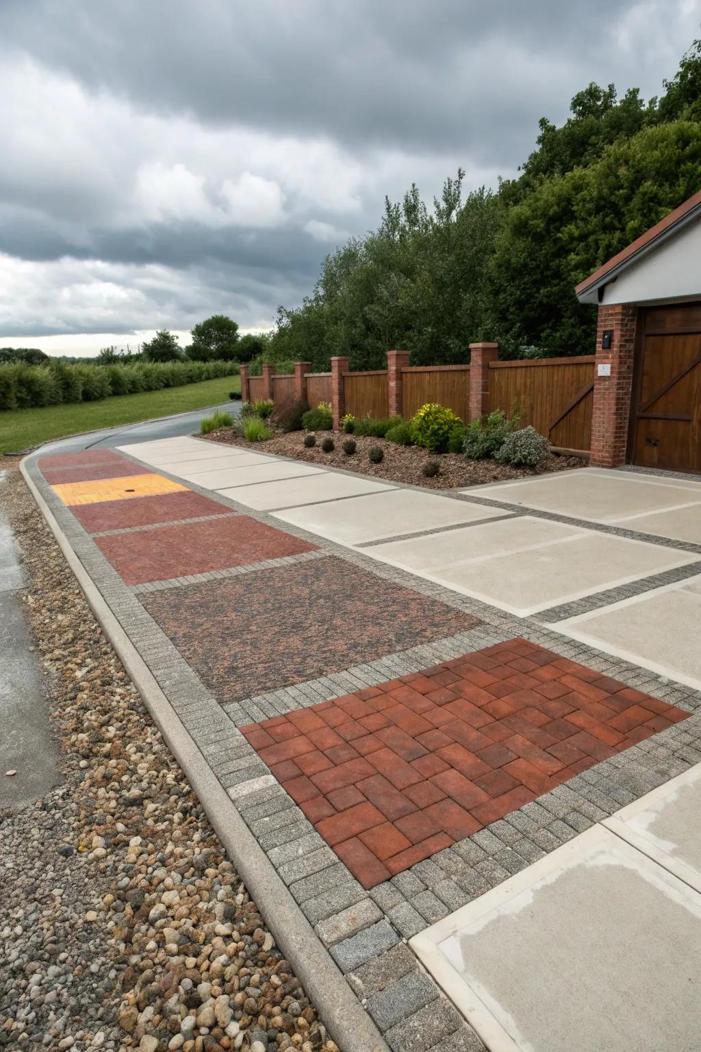 Mixing materials adds depth to your driveway.