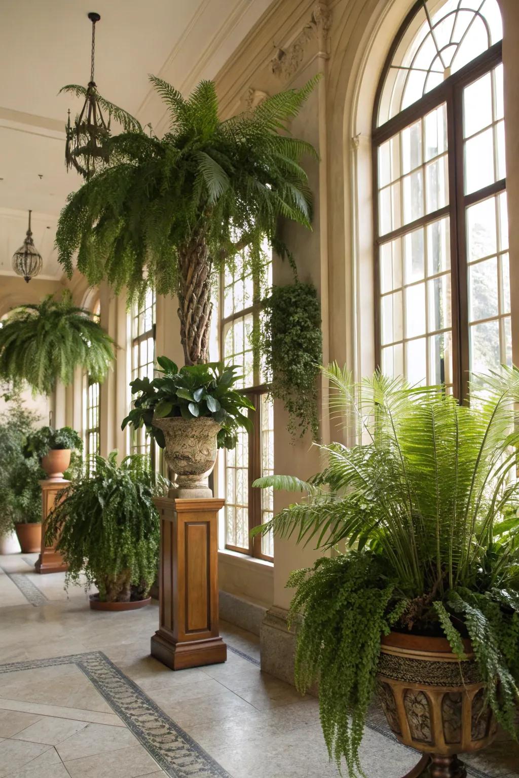 Greenery in the entryway elevates the space with natural beauty.