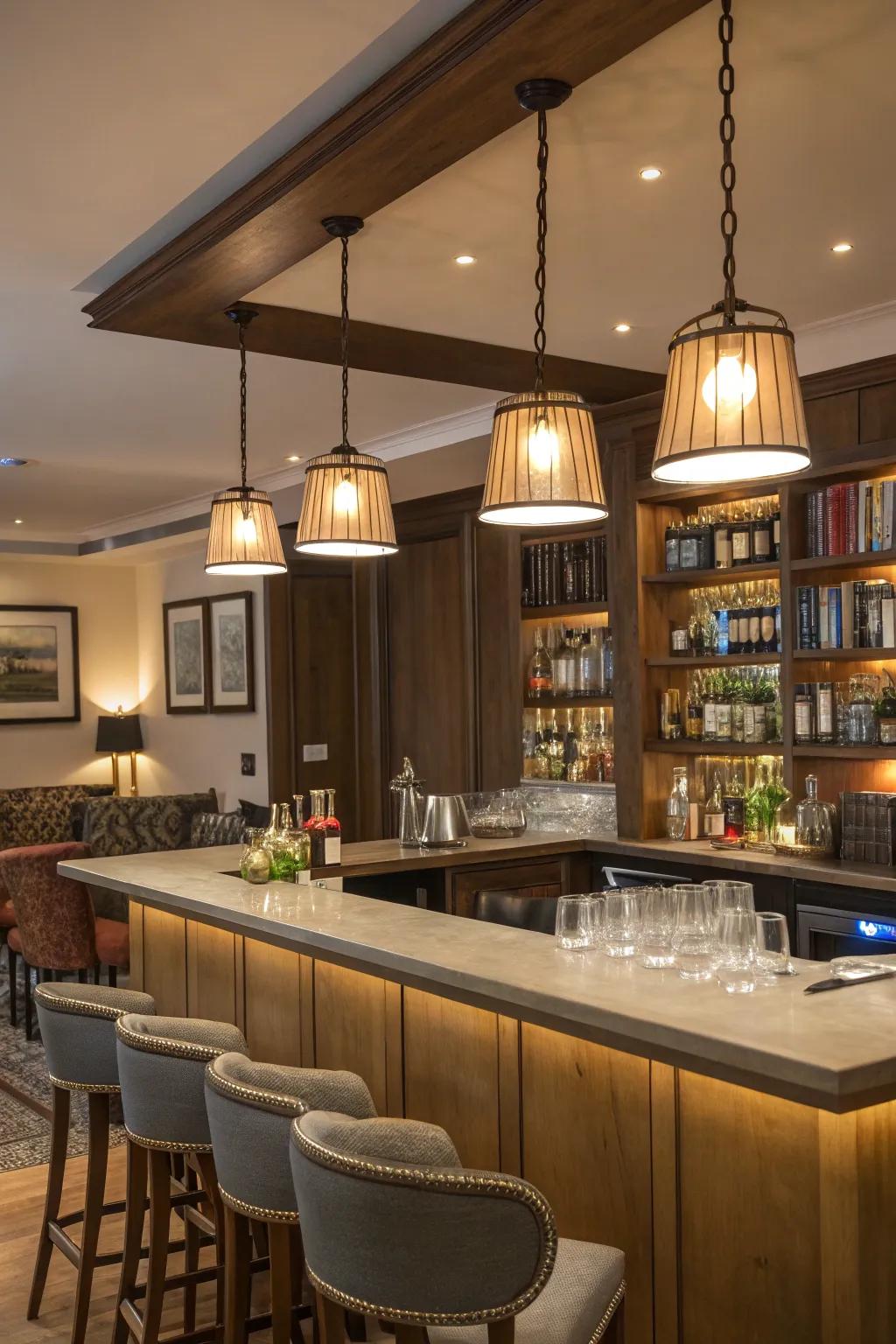 The right lighting sets the perfect vibe for your home bar.