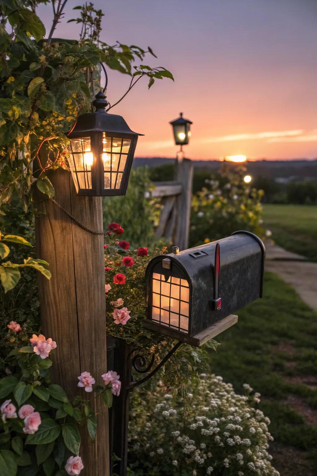 Solar lanterns enhance nighttime visibility and curb appeal.