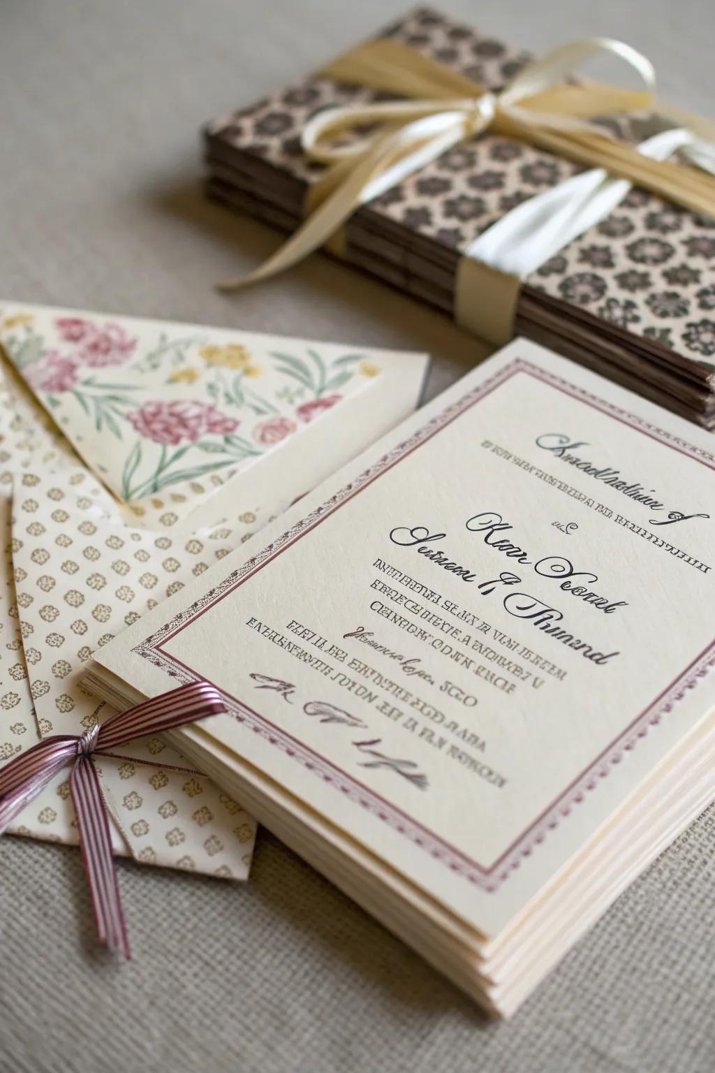 Charming mini invitations for an intimate gathering.