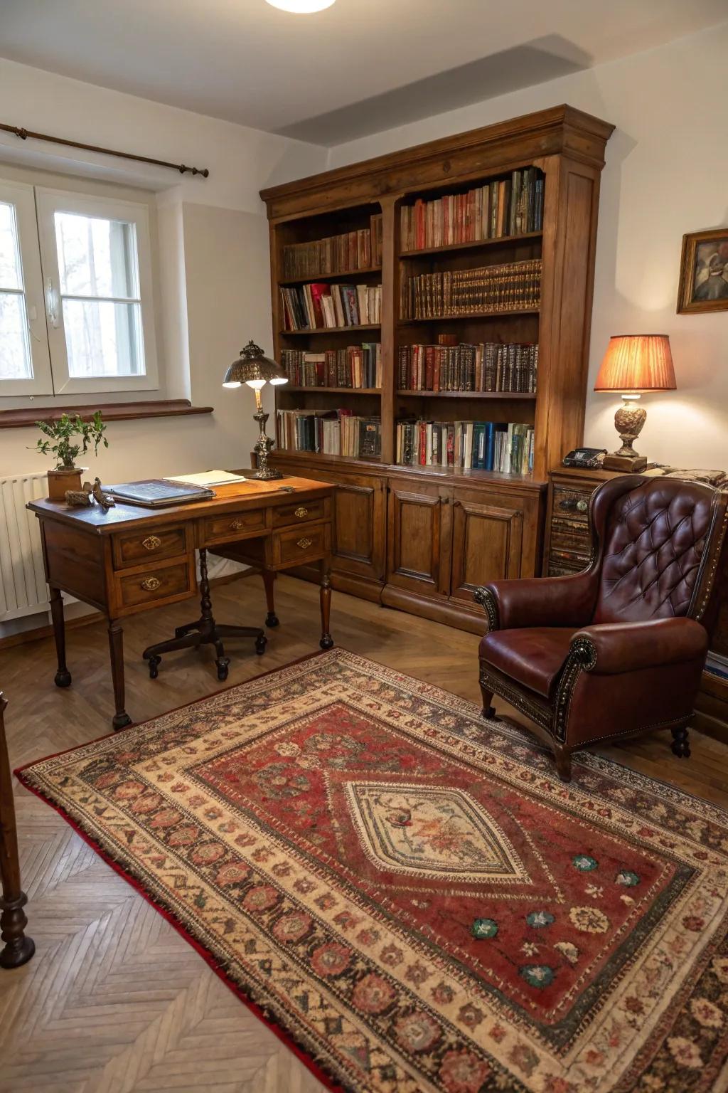 An element of opulence with an Oriental rug