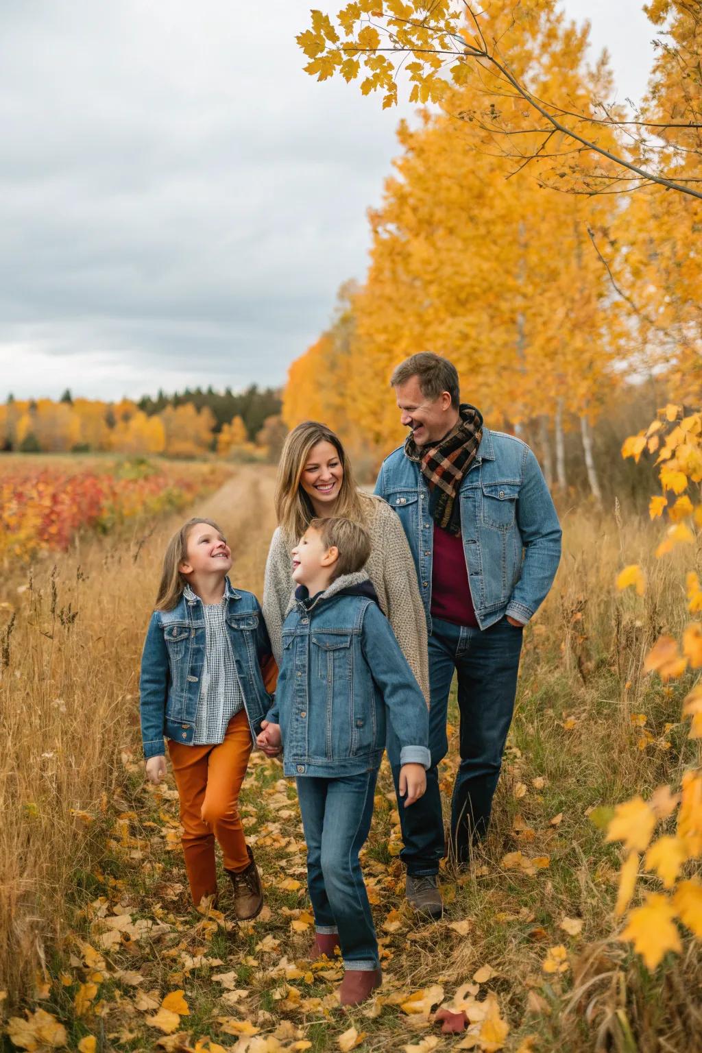 Denim brings a timeless appeal to fall family portraits.