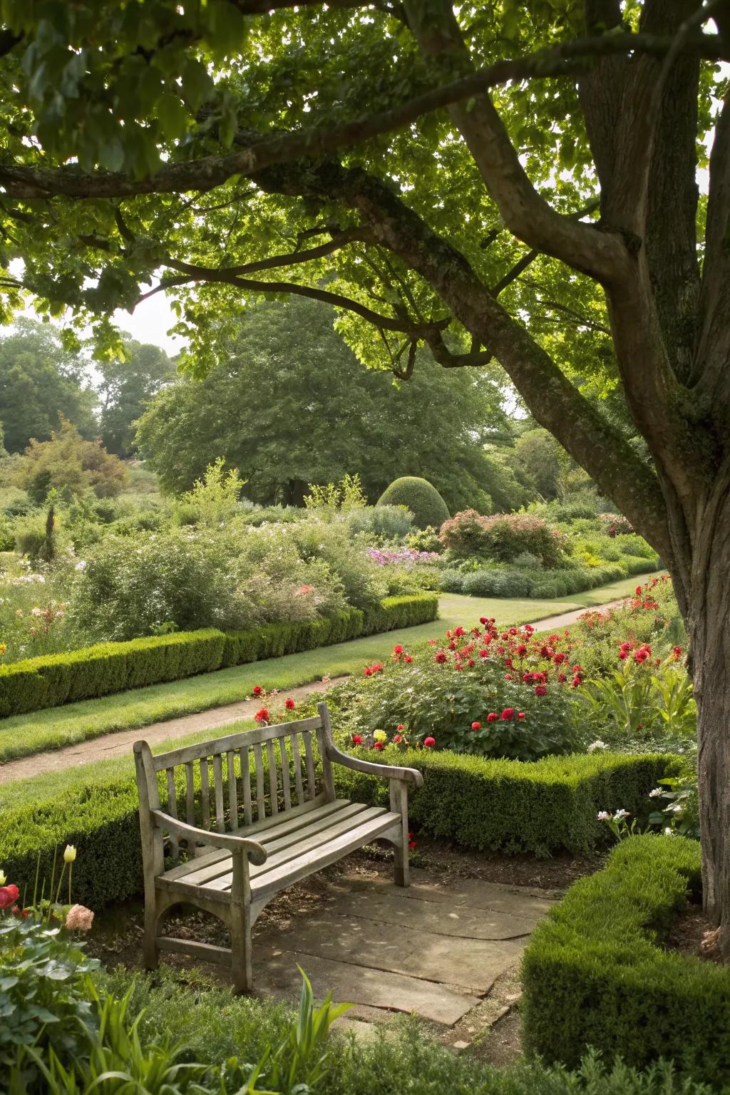 A peaceful seating area to enjoy time with your pets in the garden.