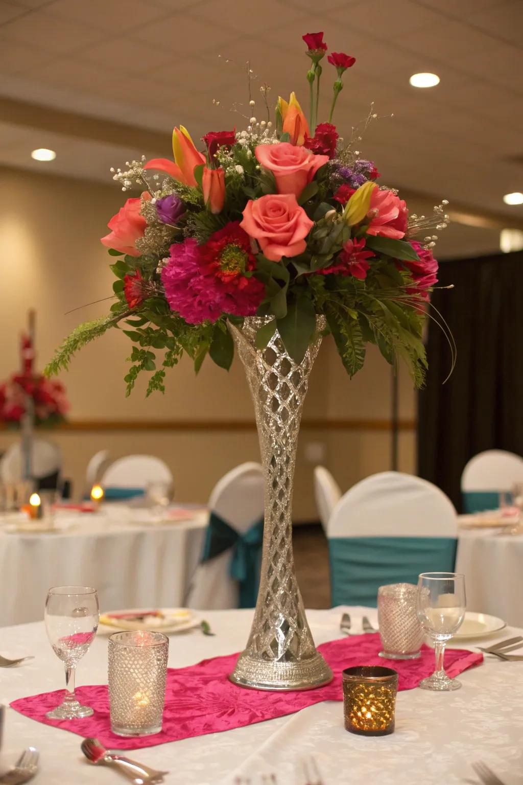 Lavish botanical displays breathe vitality and pigmentation into your tables.