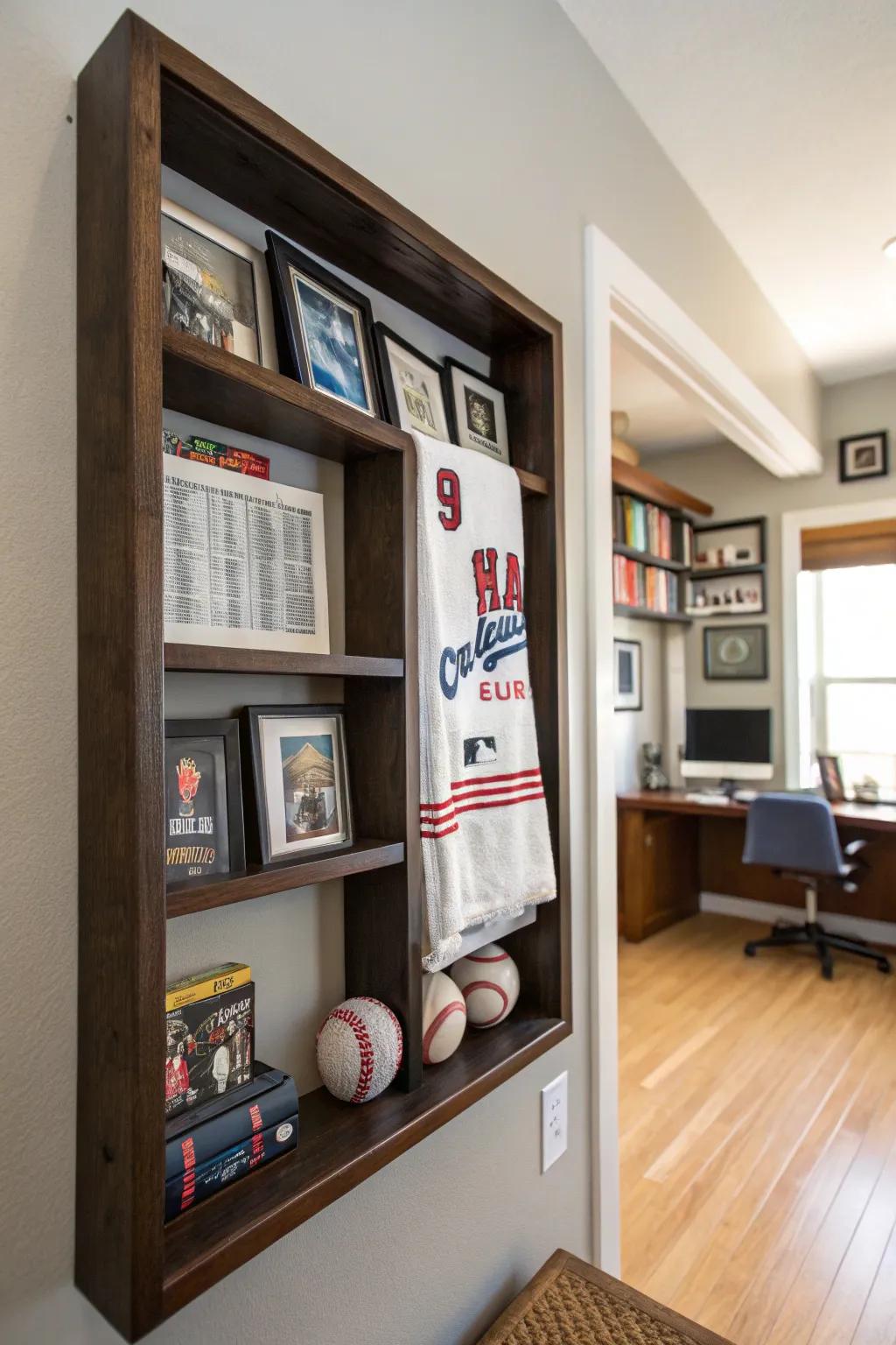 Tell your story with a shadow box towel display.