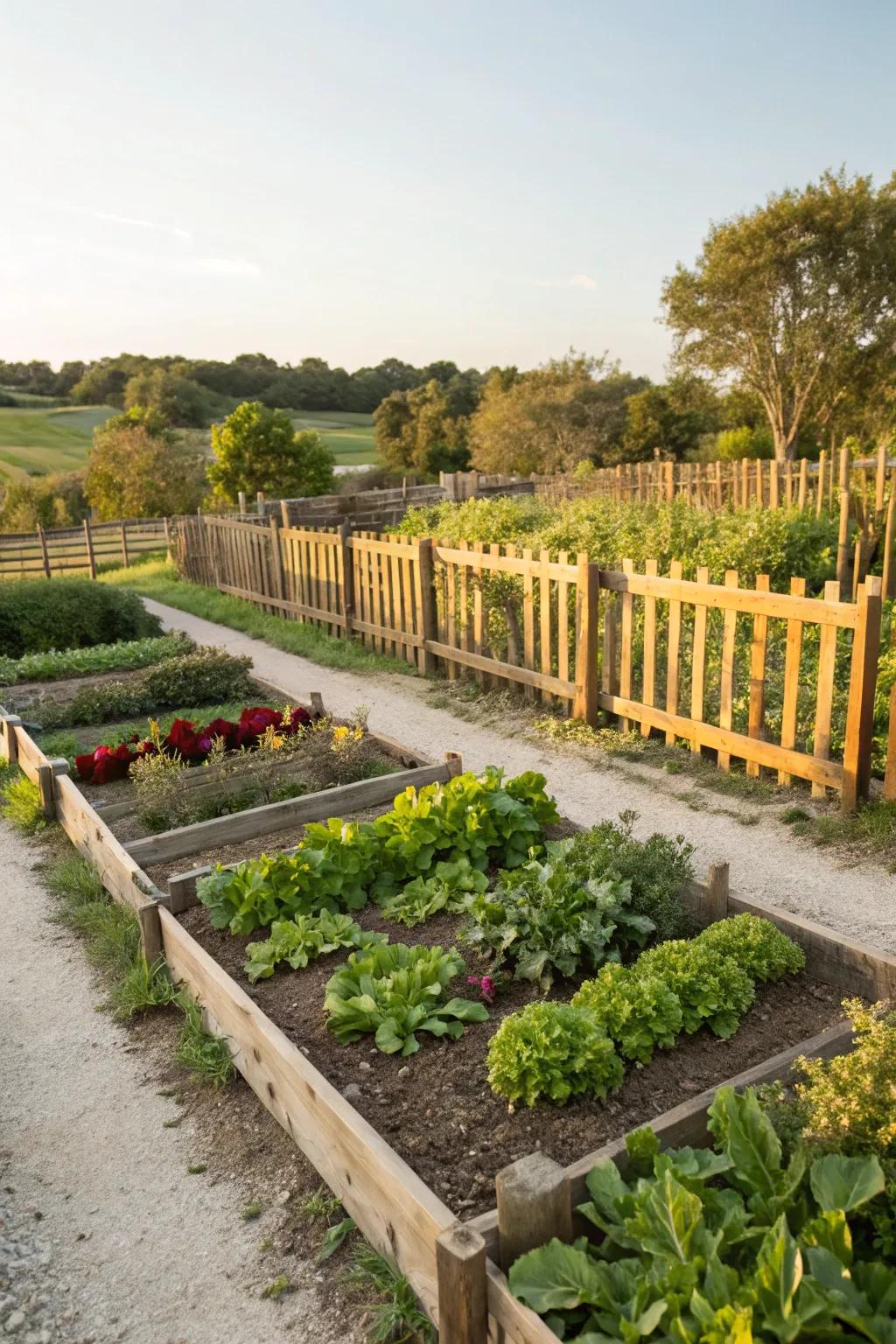 A functional vegetable garden that blends beauty with utility.