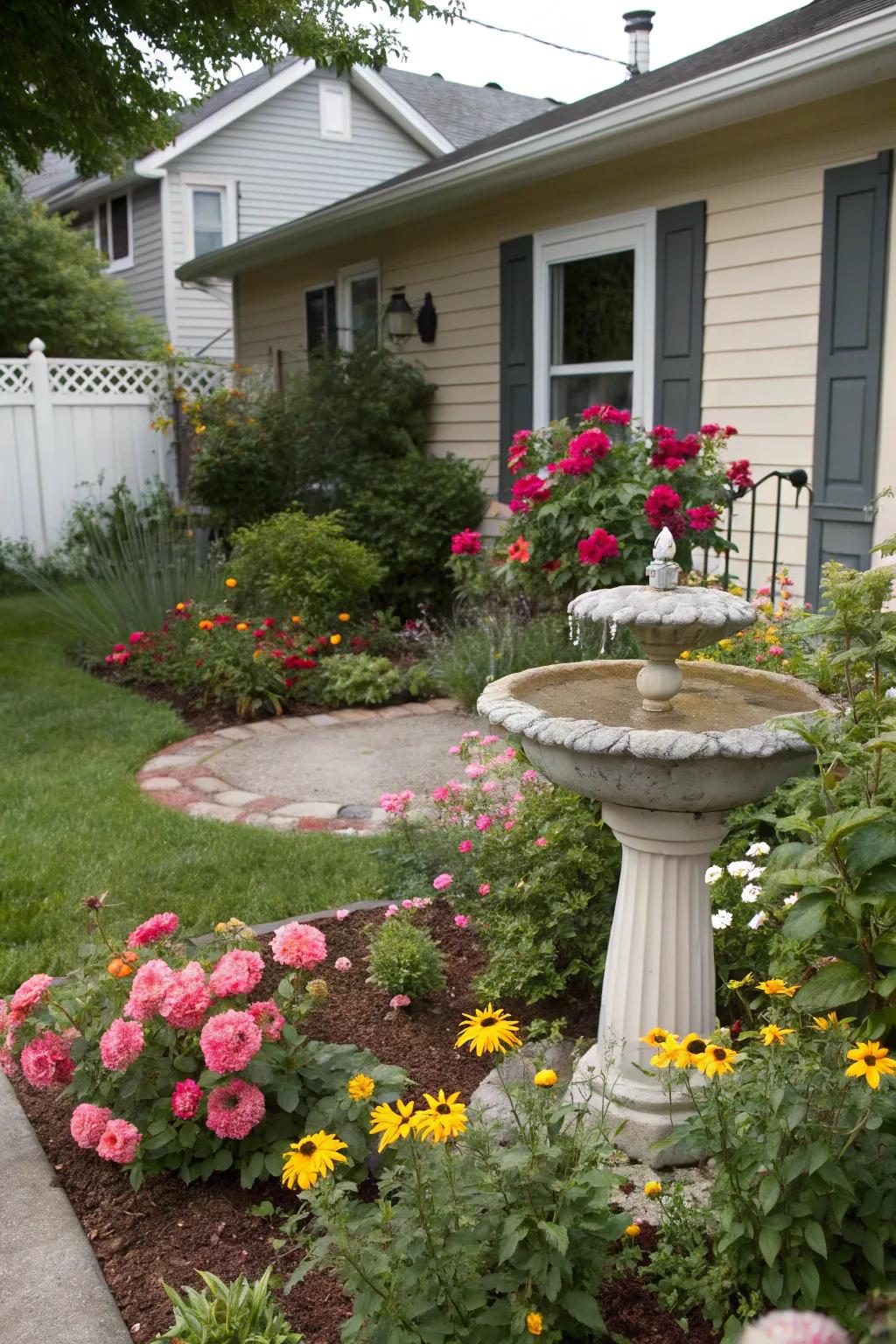 A small water feature adds beauty and peace.