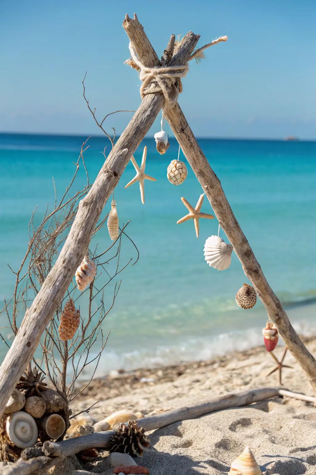 A beachy triangle arch that beautifully captures the essence of seaside events.
