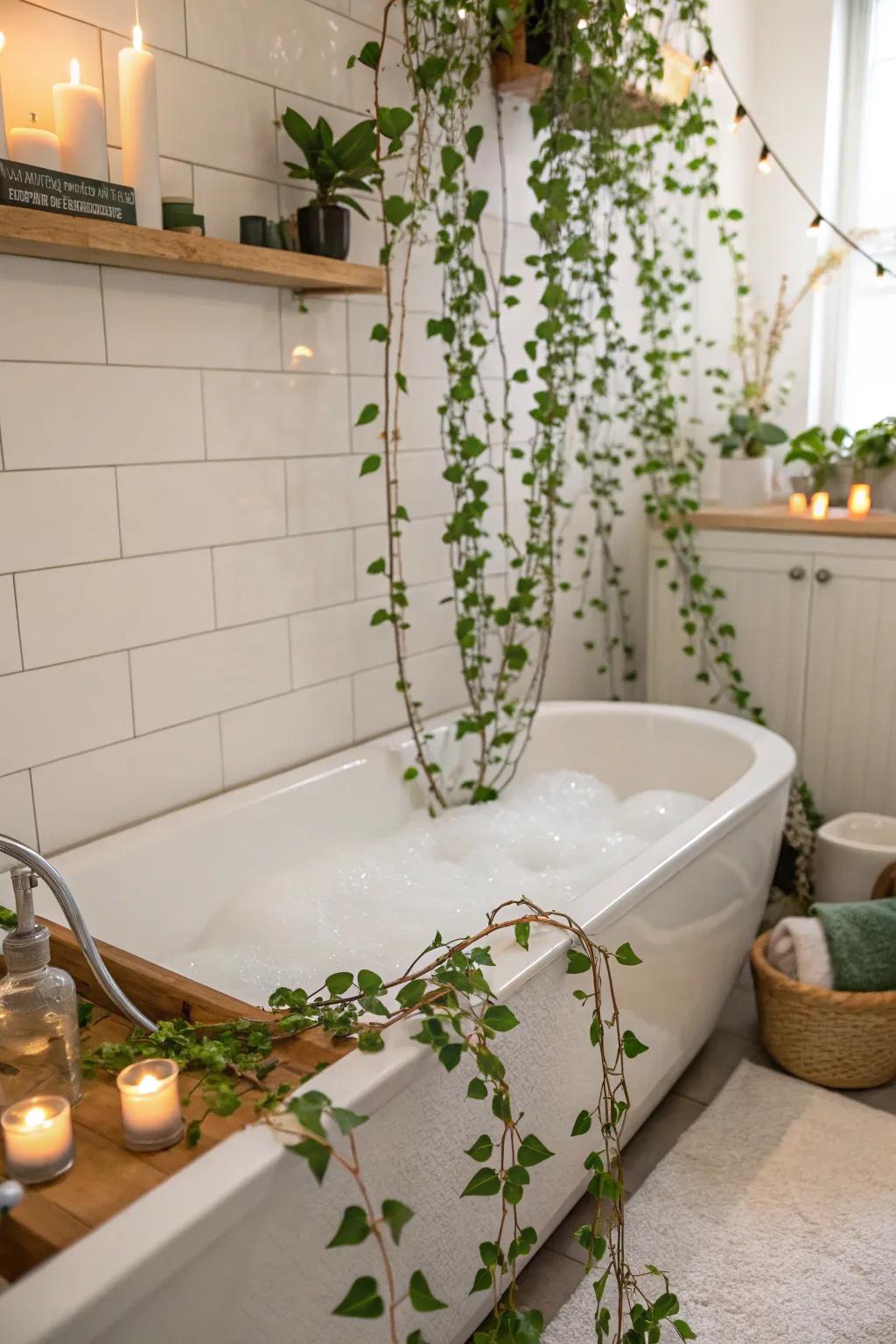 Transform your bathroom into a spa-like retreat with vines.
