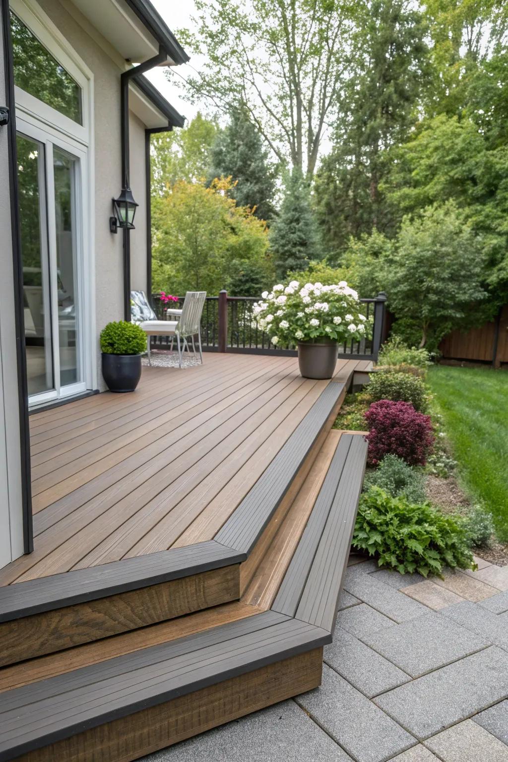 Blend wood and composite for a durable and stylish deck.