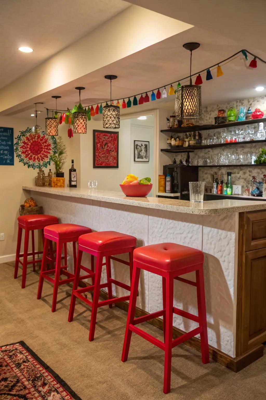 A splash of color brings energy and vibrancy to your bar.