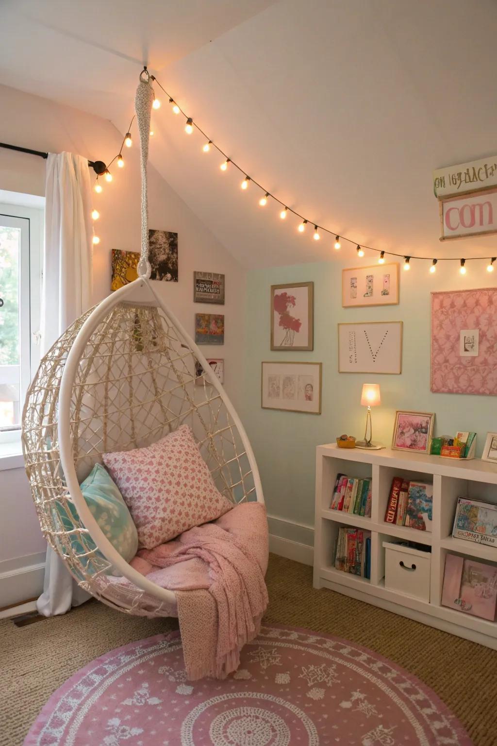 A cozy reading nook is perfect for relaxation and reading.