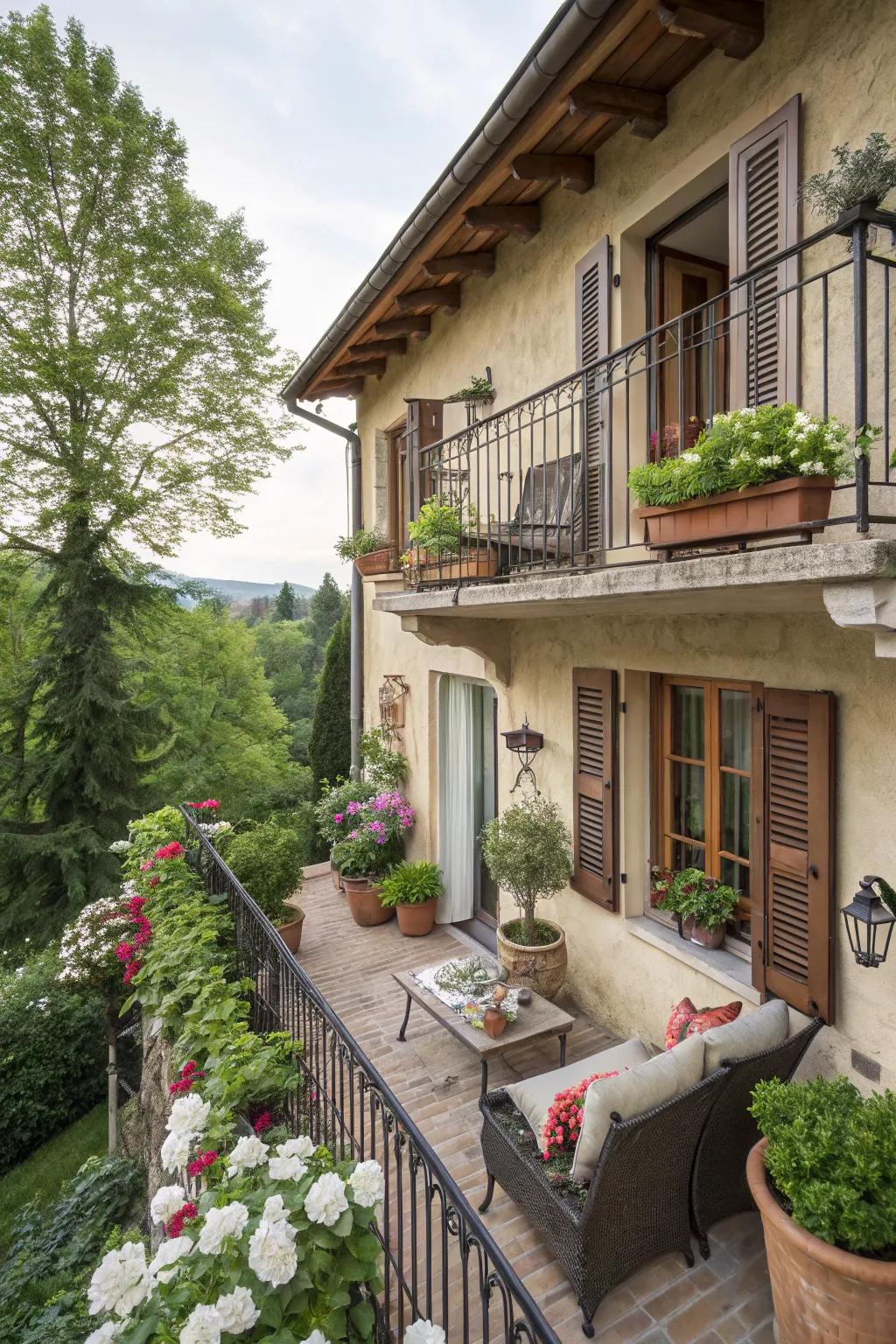 A cozy balcony offering a serene outdoor escape.