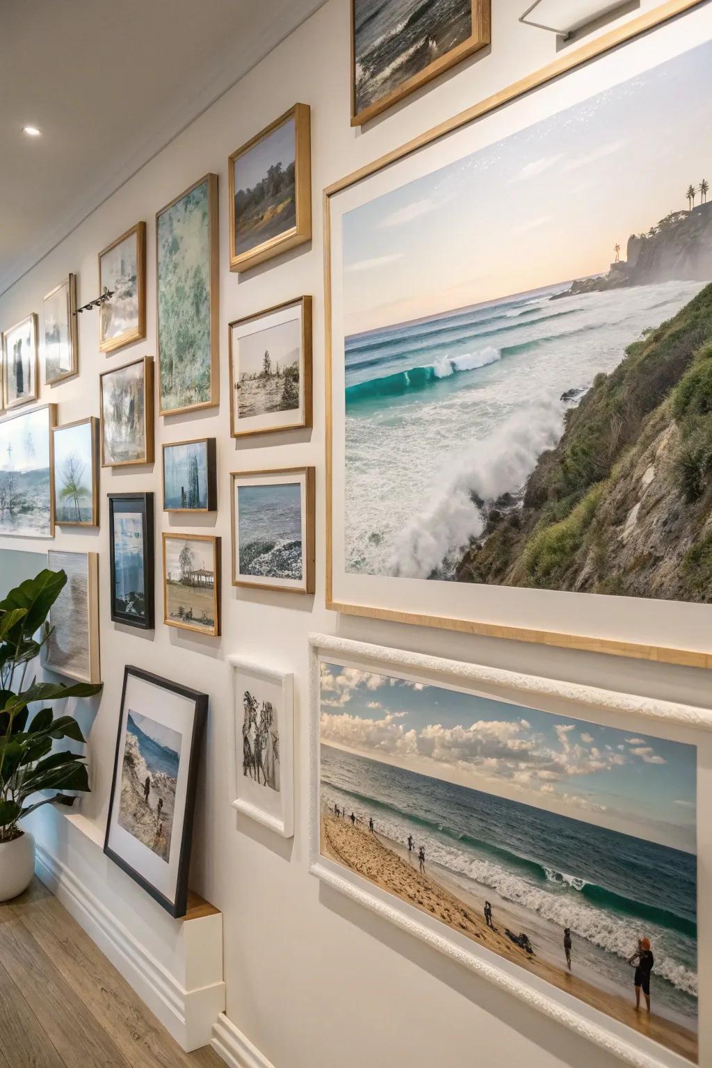 A gallery wall that tells a coastal story.