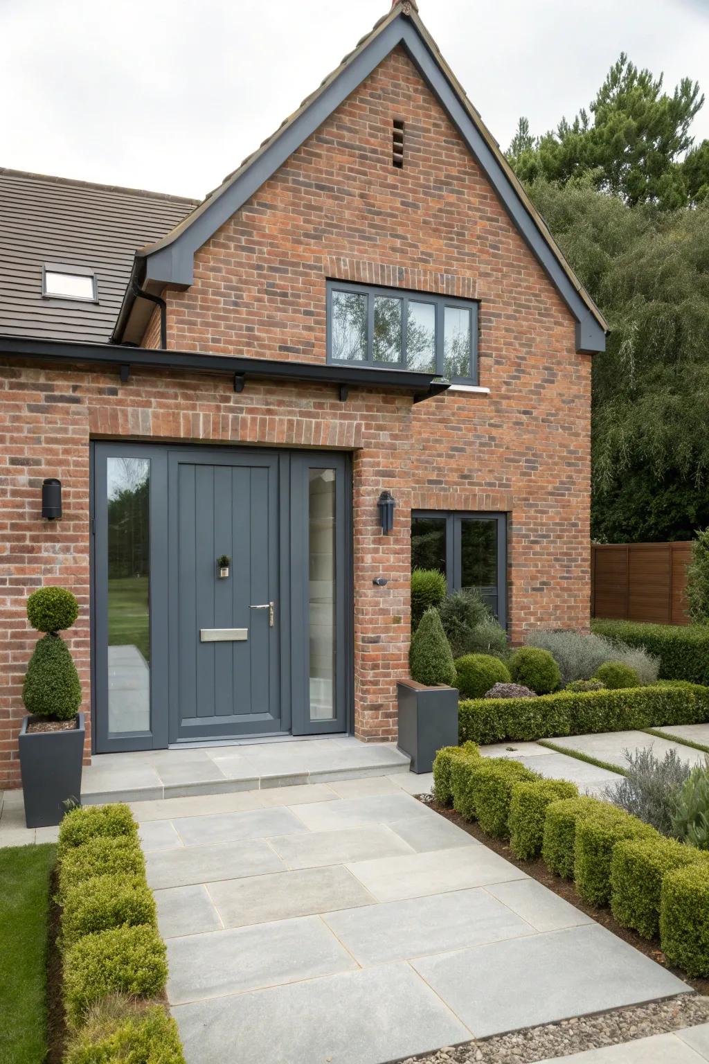 Modern elegance with a sophisticated gray door.